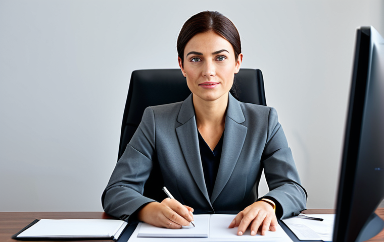 **
A professional businesswoman in a modest business suit, sitting at a desk in a modern office. Fully clothed, appropriate attire, safe for work, perfect anatomy, natural proportions, professional photography, high quality, professional.
**