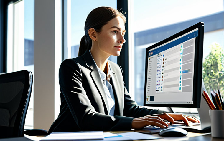 "A busy professional woman in a modern, sunlit office, managing multiple tasks on a computer with Trello open, showcasing efficient time management, fully clothed, appropriate attire, safe for work, perfect anatomy, natural proportions, professional, high quality."