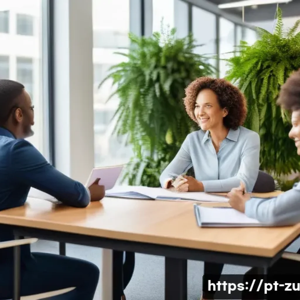 피드백 수용력을 높이는 리더십 개발 전략 - A modern office meeting room with a diverse group of professional adults engaged in an active listen...